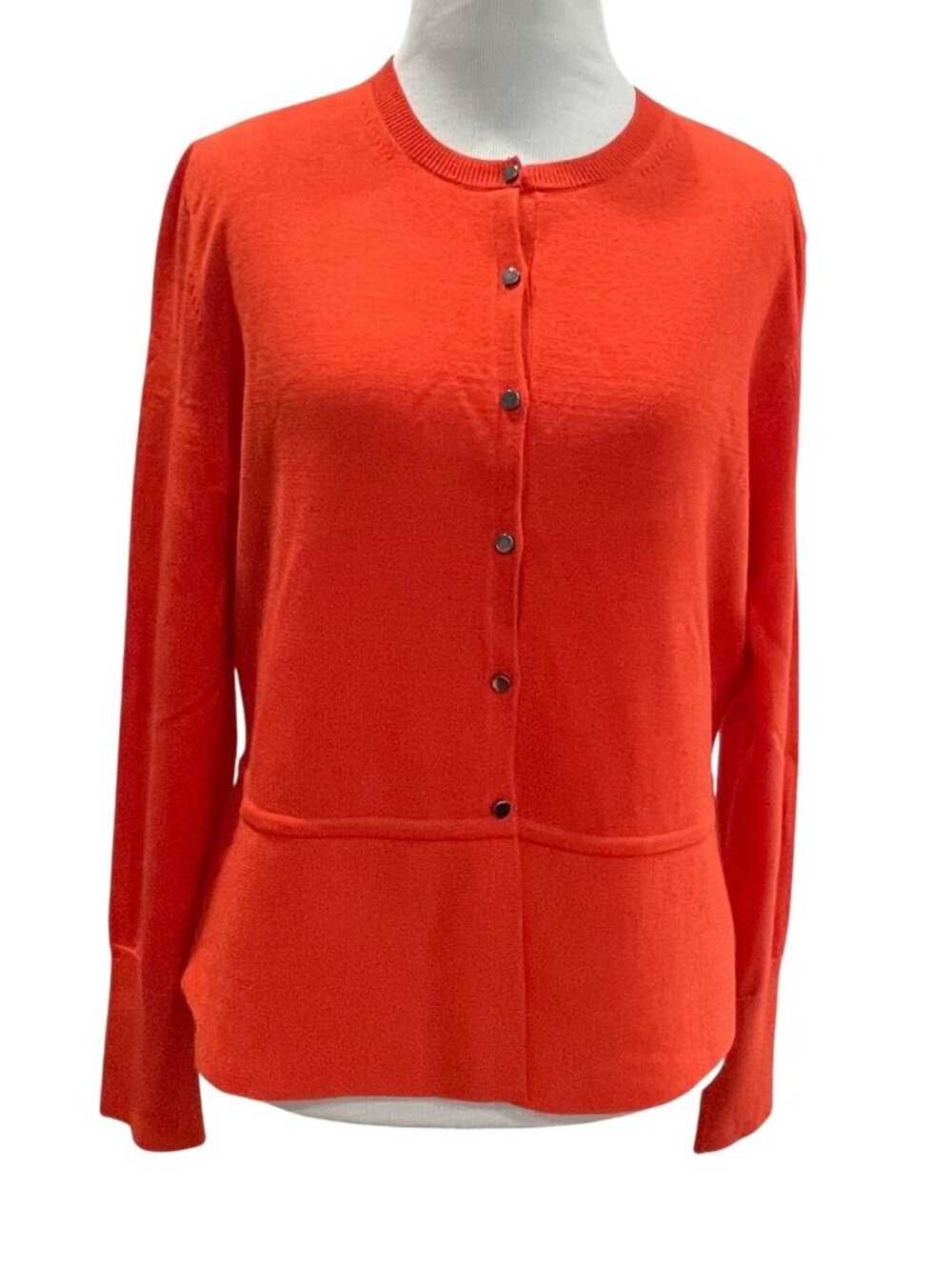 Hugo Boss Merino Wool Cardigan L Orange Vibrant Quiet Luxury Feminine Preppy